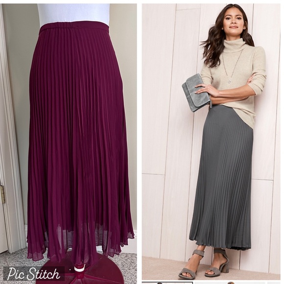 Hill Skirts Hill Pleated Maxi Skirt Size 2 Wine Maroon Nwt Poshmark